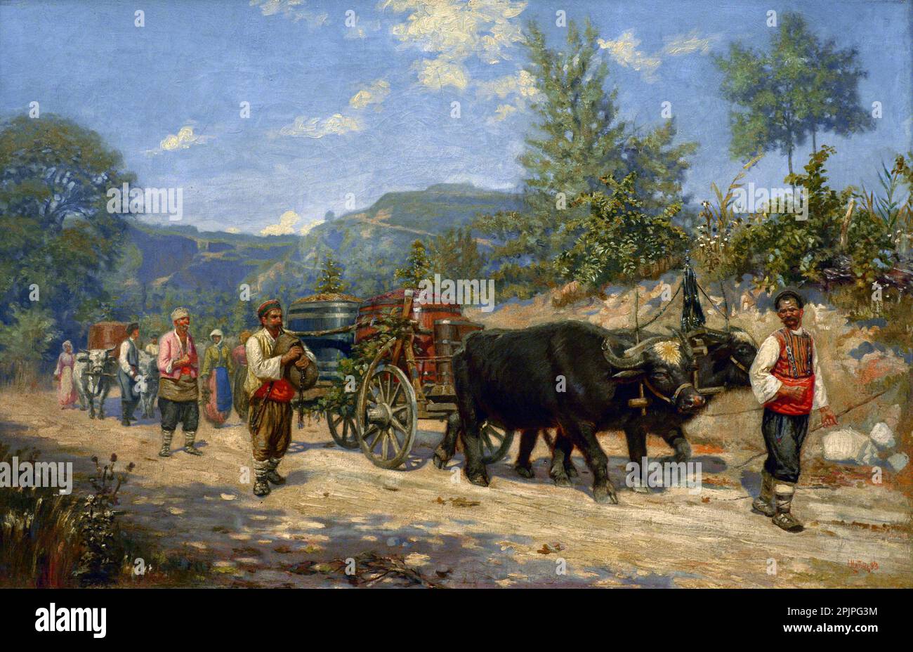 Anton Mitov (1862-1930). Bulgarian painter. Returning from the Grape ...