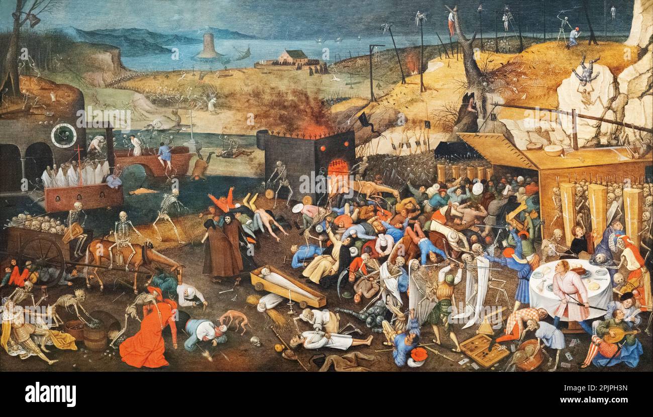 Pieter Brueghel the Younger painting; 'The Triumph of Death', c. 1626, originating from the work of his father. Flemish painter, 16th-17th century. Stock Photo