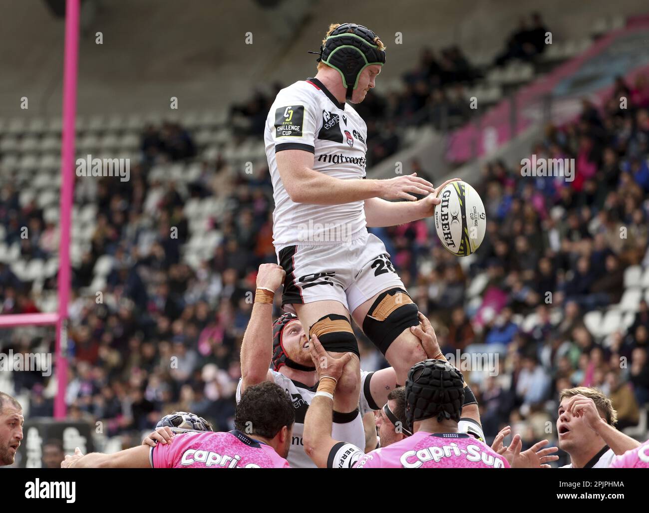 Felix Lambey of Lyon during the EPCR Challenge Cup, Round of 16, rugby union match between Stade Francais Paris and Lyon OU on April 1, 2023 at Jean Bouin stadium in Paris,