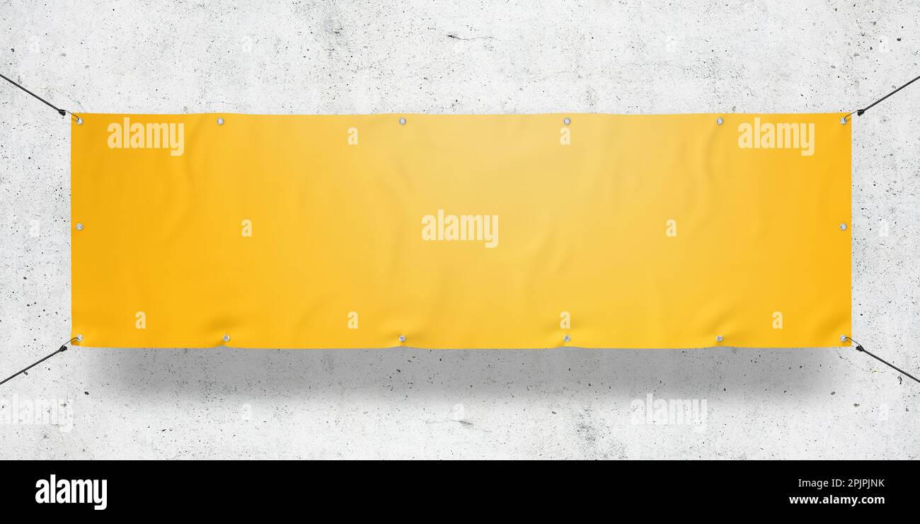 Yellow Outdoor Tarpaulin Banner 3D Rendering for Events and Promotions