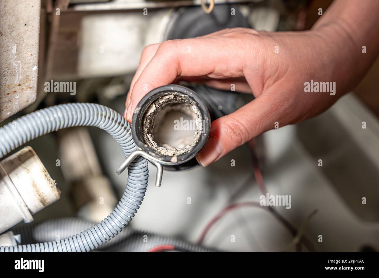 A repairman repairs a used washing machine Stock Photo Alamy