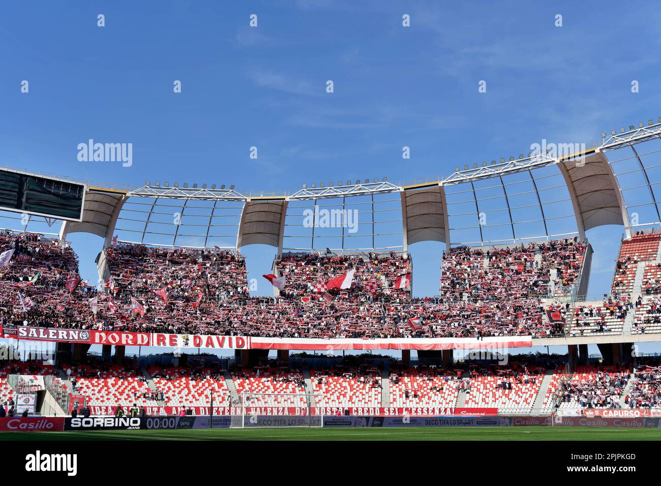 Bari, Italy. 01st Apr, 2023. Supporters of SSC Bari during SSC Bari vs  Benevento Calcio, Italian soccer Serie B match in Bari, Italy, April 01  2023 Credit: Independent Photo Agency/Alamy Live News