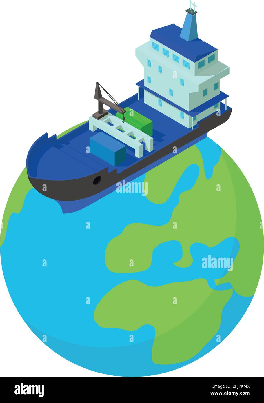 International shipping icon isometric vector. Container ship float