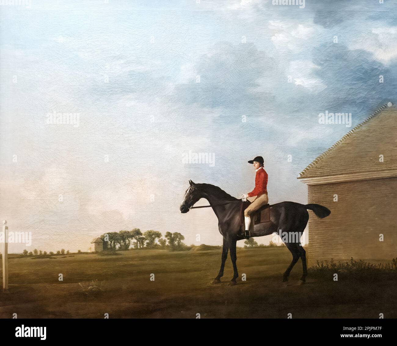 George Stubbs painting; Gimcrack with John Pratt up on Newmarket Heath, 1765. English painter known for horse painting, 1700s - 18th century Stock Photo