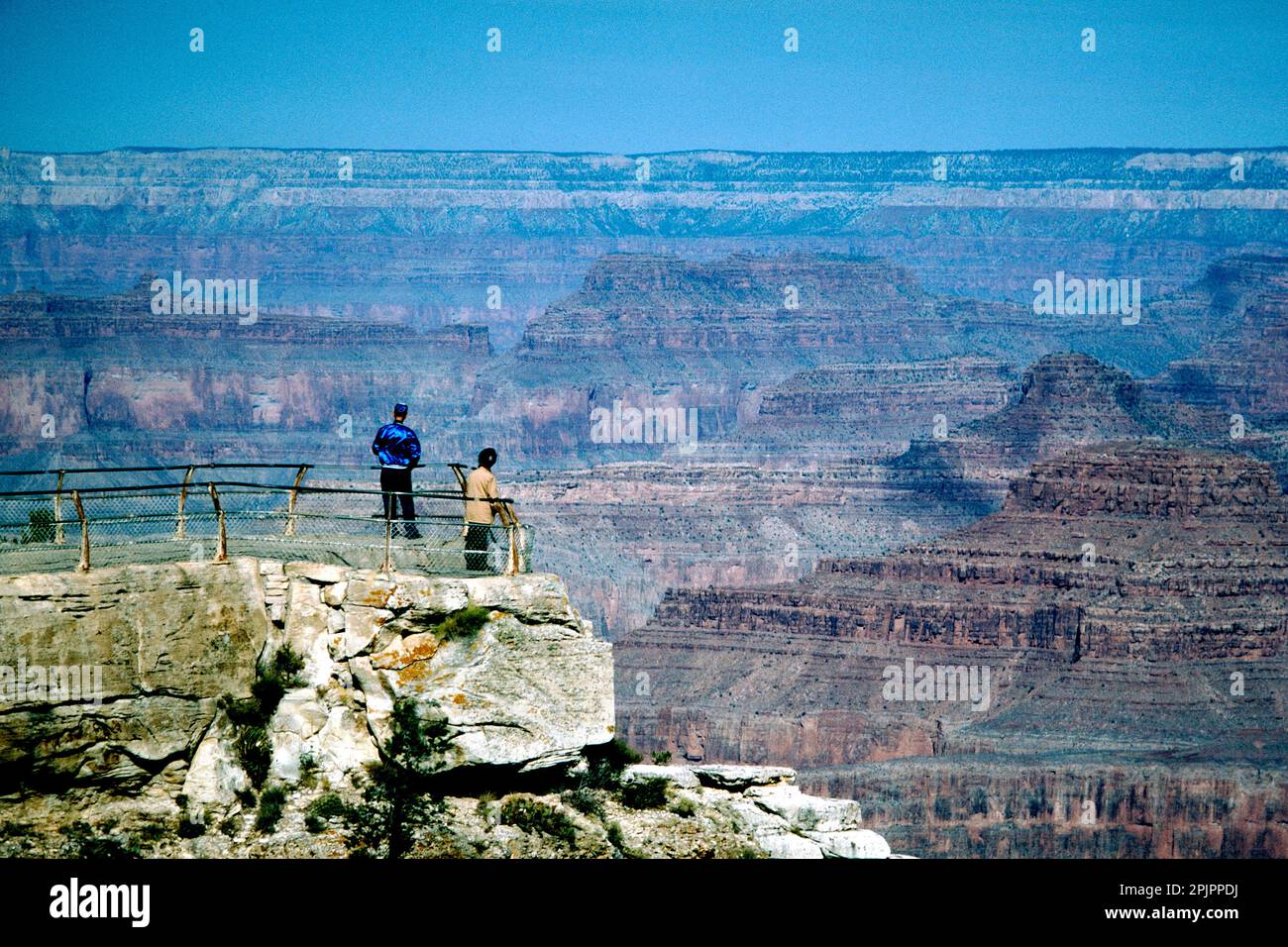 Viewing point at Yavapai Point, Grand Canyon, Arizona Stock Photo