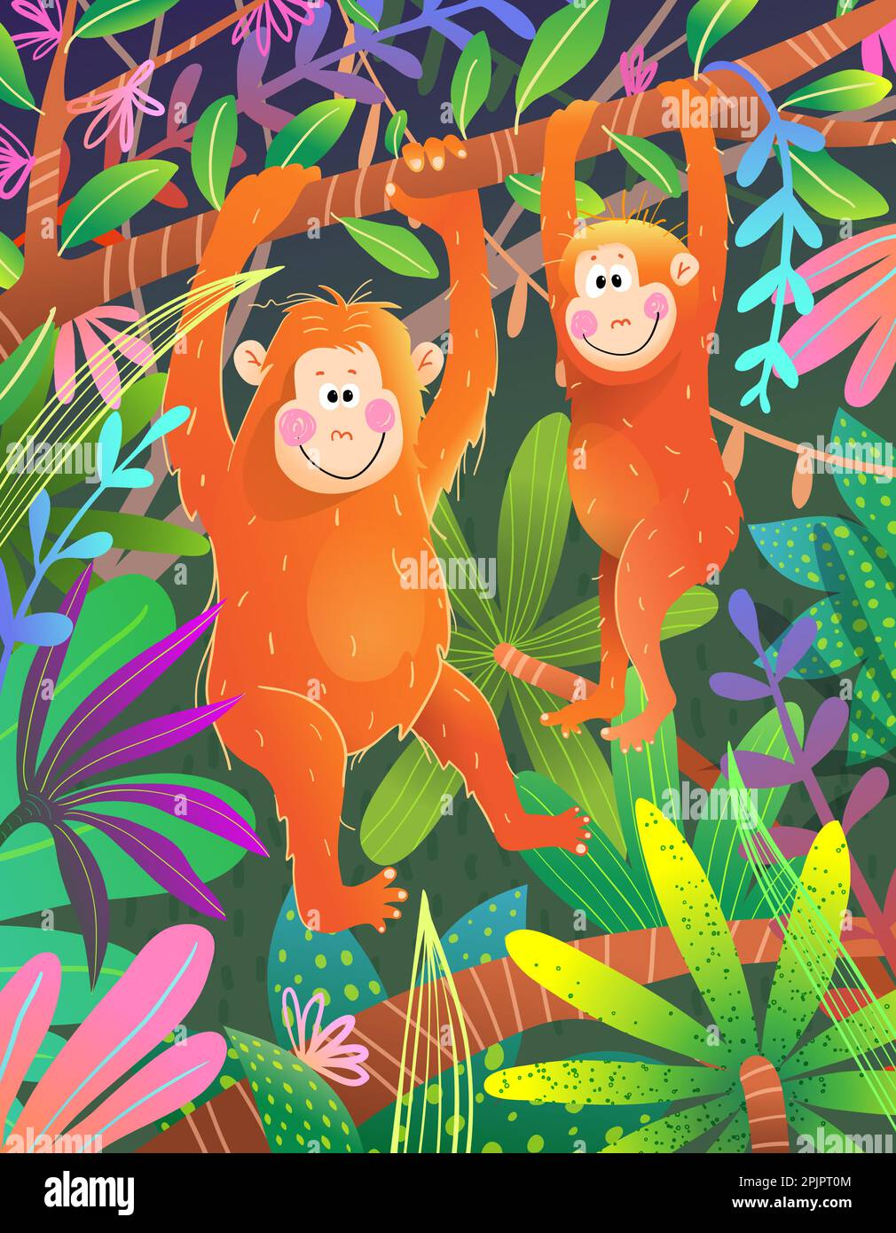 Orangutang Animals in African Jungle or Rainforest Stock Vector Image