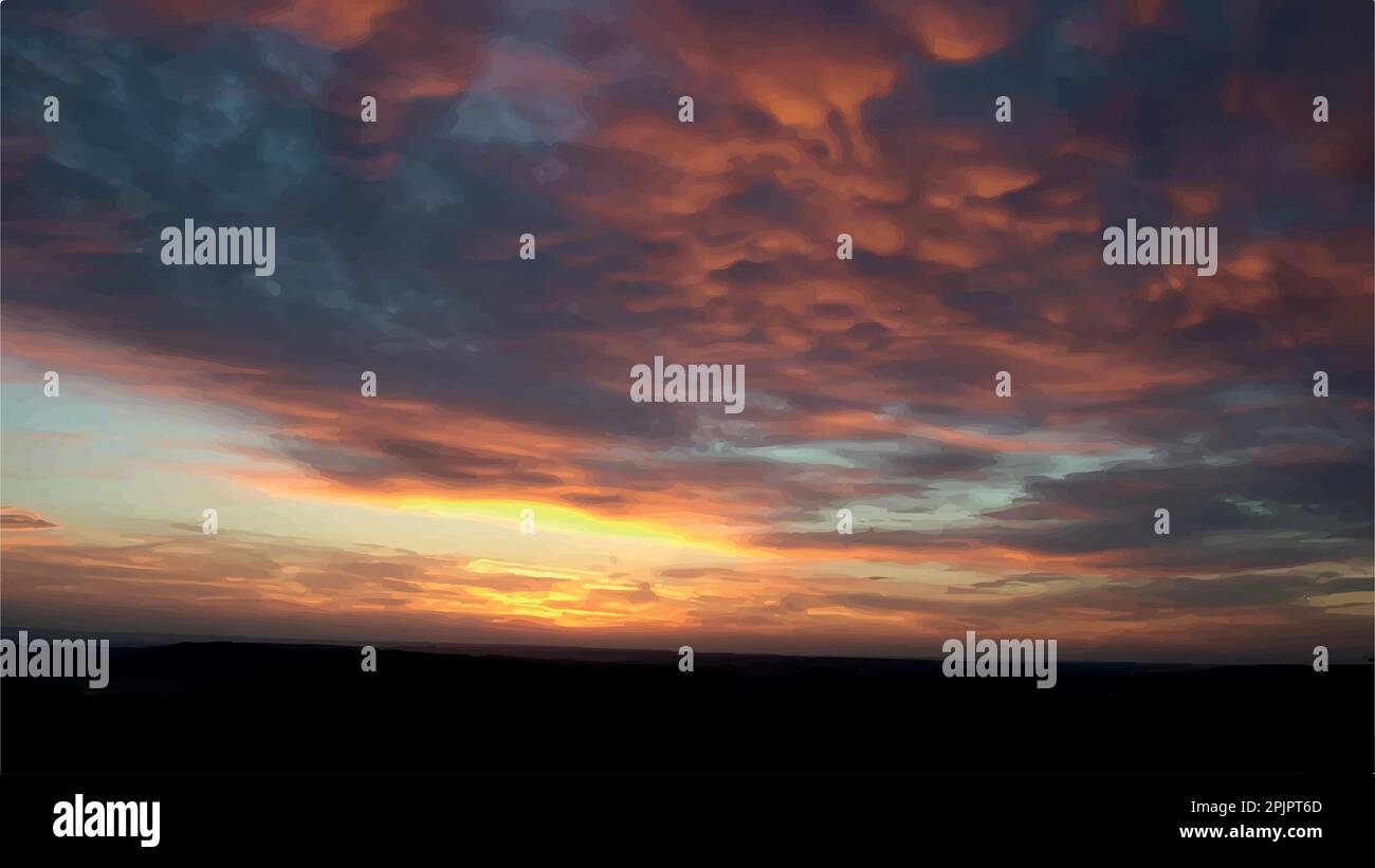 Sky background with fluffy clouds. Realistic dawn. Beautiful purple sky ...