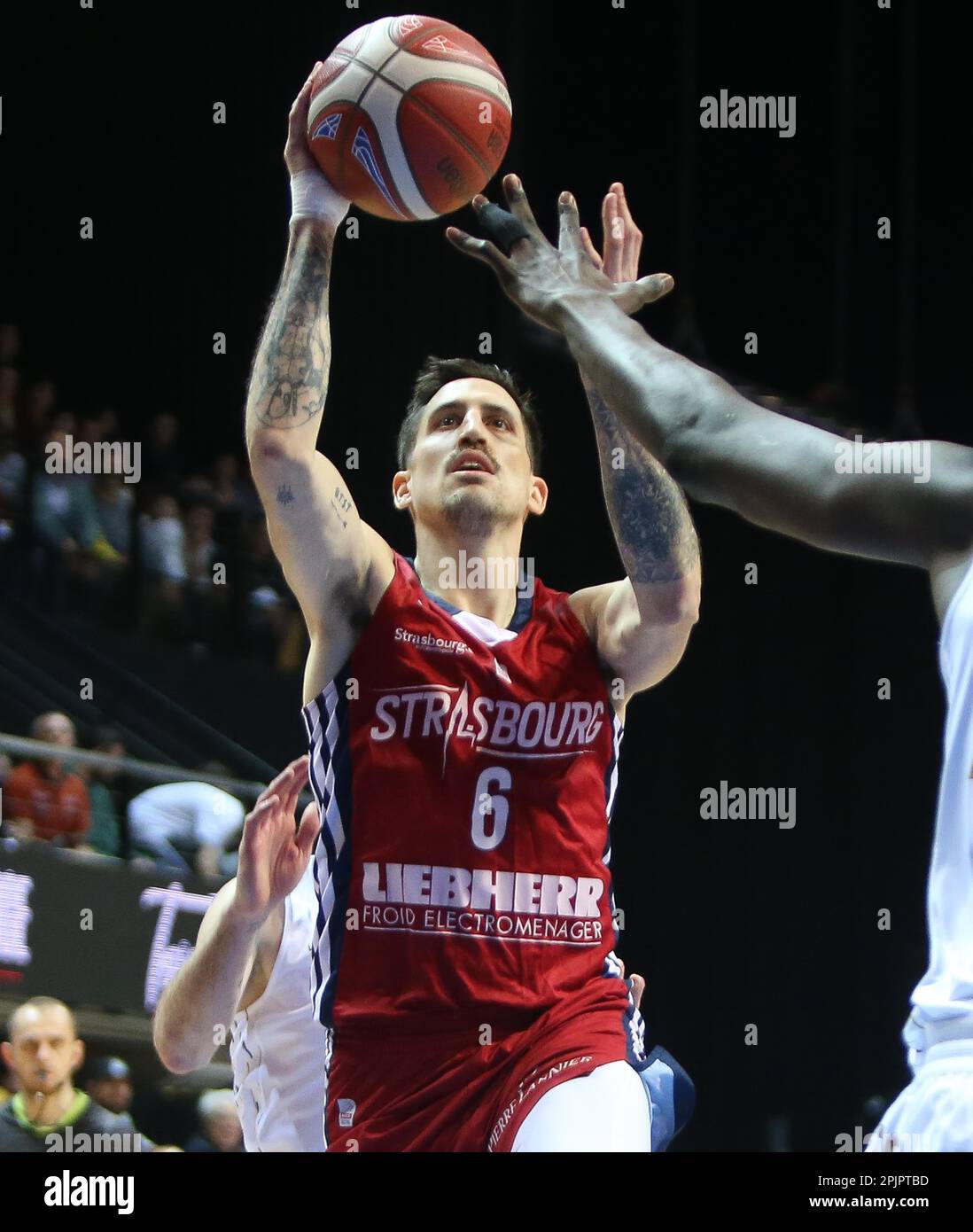 Paul LACOMBE of SIG Strasbourg during the French cup, Top 8, Semi-finals Basketball  match between LDLC ASVEL and SIG Strasbourg on March 19, 2023 at Arena  Loire in Trelaze, France - Photo
