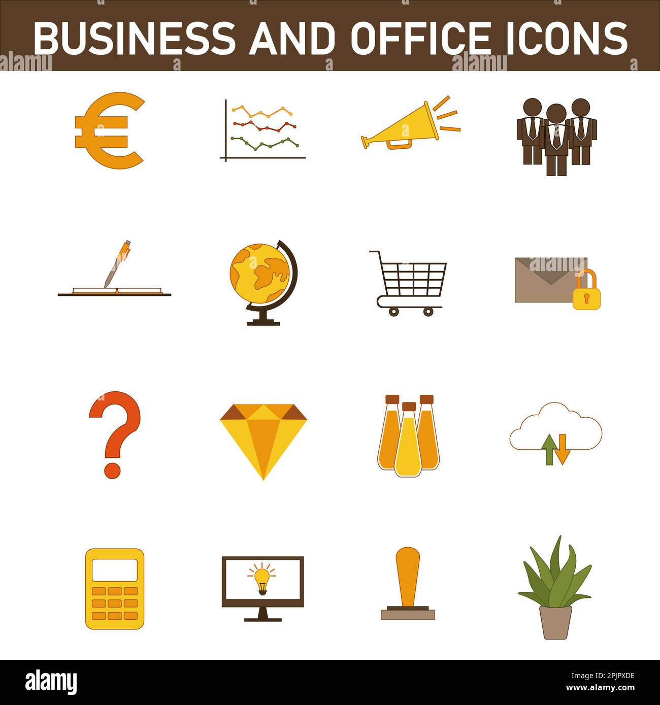 Collection of multi-colored flat icons on the topic: business and ...