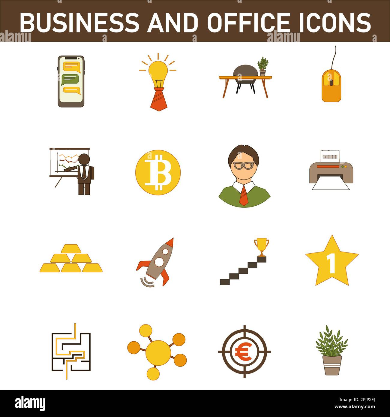 Collection of multi-colored flat icons on the topic: business and ...