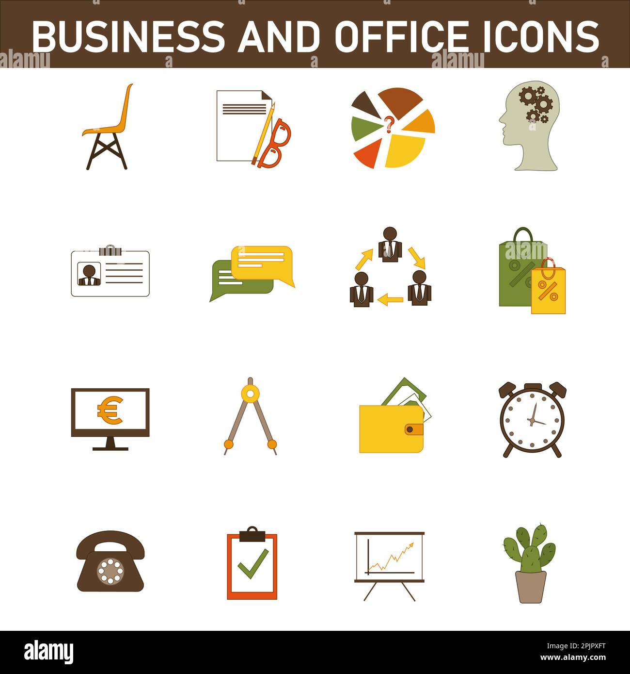 Collection of multi-colored flat icons on the topic: business and ...