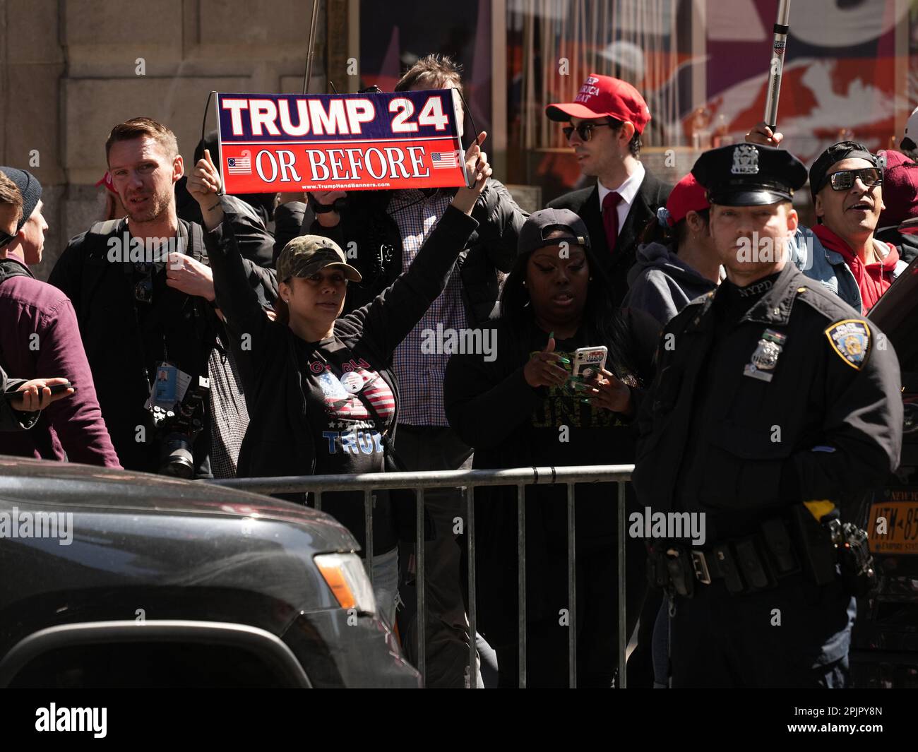 Pro Trump Supporters Rally Outside Trump Tower After The Grand Jury Indictment Of Former