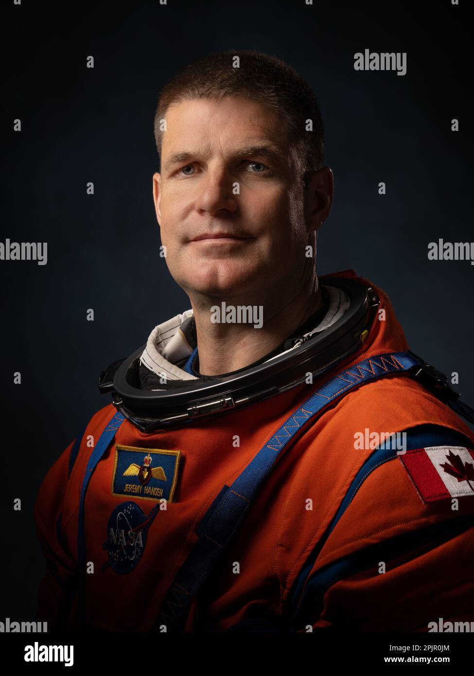 Houston, Texas, USA. 3rd Apr, 2023. NASA revealed the crew of 2024's Artemis II moon mission on Monday. The group will crew the Orion spacecraft on the first manned mission to orbit the moon since the Apollo program. FILE PHOTO SHOT ON: March 29, 2023. Official portrait for Artemis II: JEREMY HANSEN. (Credit Image: © Josh Valcarcel/NASA/ZUMA Press Wire) EDITORIAL USAGE ONLY! Not for Commercial USAGE! Stock Photo