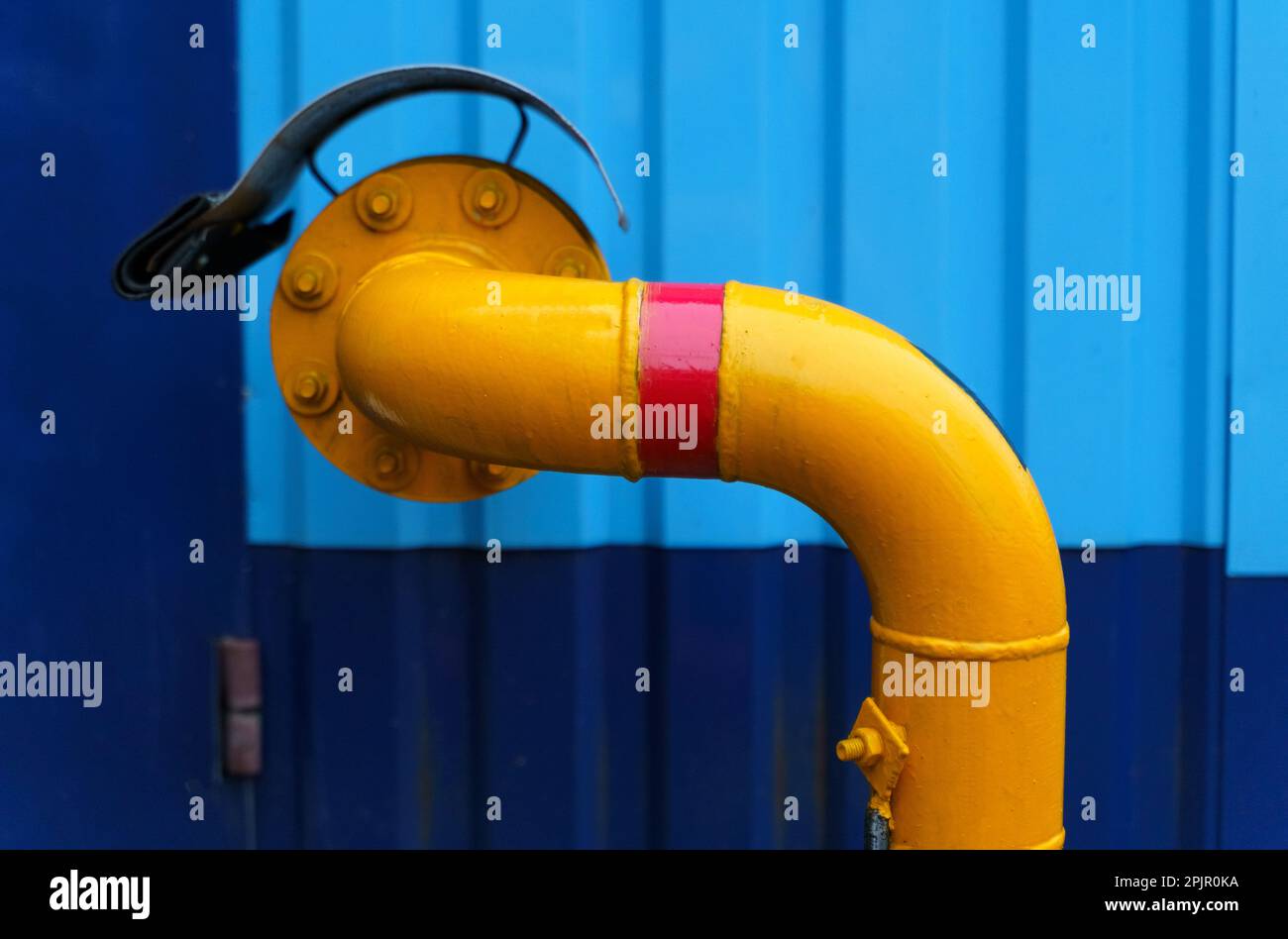 Yellow gas pipe leading to the distribution unit Stock Photo Alamy