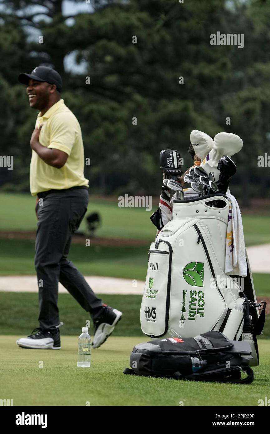 Harold Varner III walks on the practice green during a practice for the
