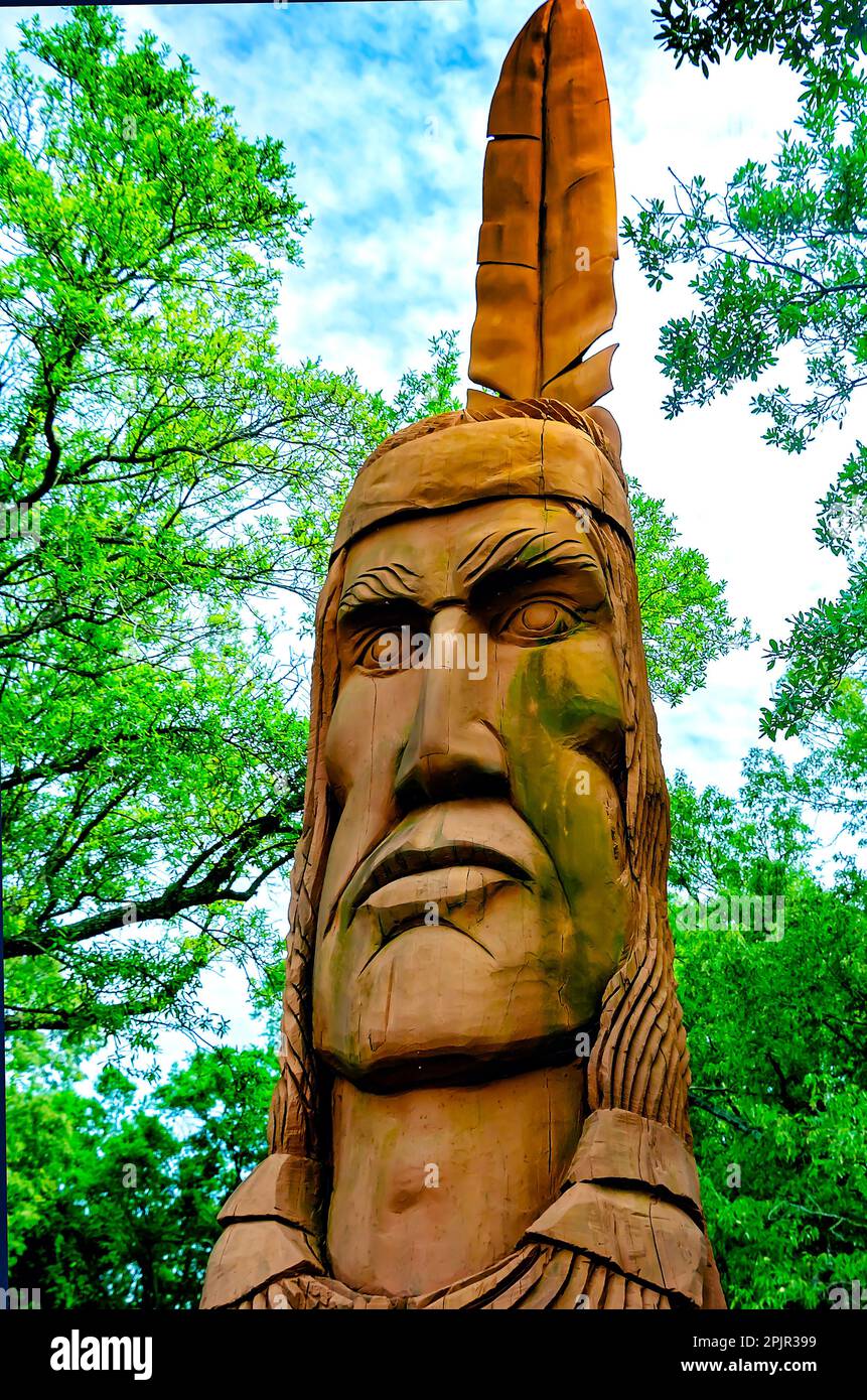 Crooked Feather, a 30foot Indian sculpture, is displayed on Highway 90