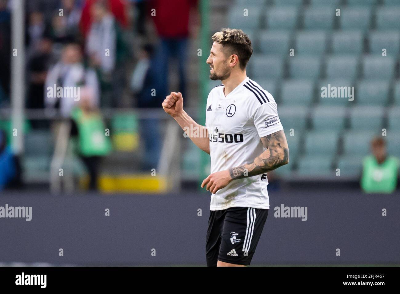 Warsaw, Poland. 01st Apr, 2023. Pawel Wszolek of Legia celebrates a goal  during the Polish PKO Ekstraklasa League match between Legia Warszawa and  Rakow Czestochowa at Marshal Jozef Pilsudski Legia Warsaw Municipal