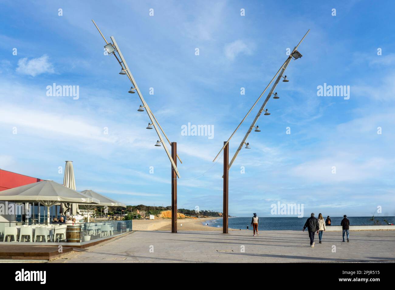 The promenade beside Gaivota Beach, Quarteira, Portugal. Stock Photo