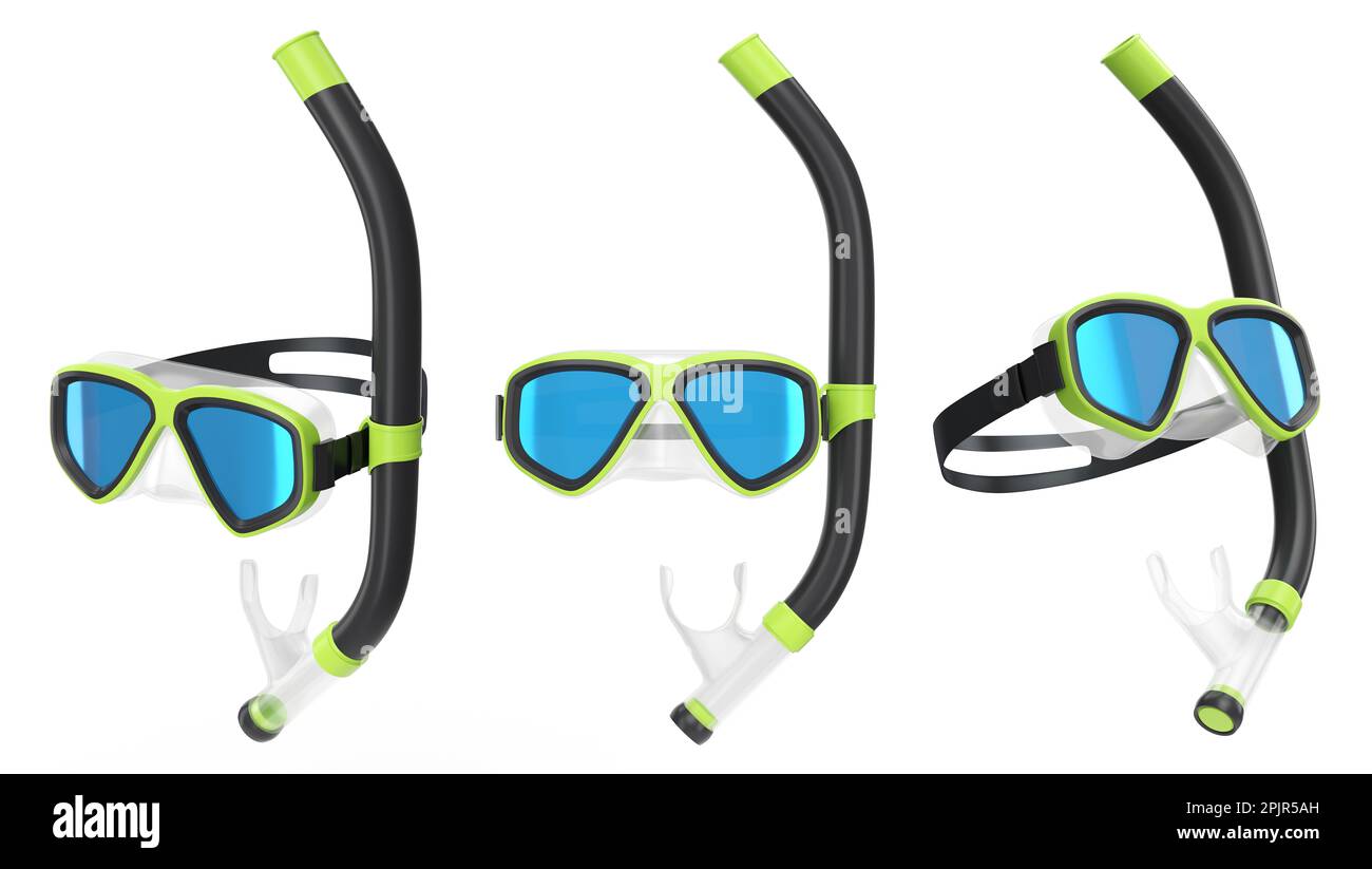 Set of diving mask and snorkel for summer holidays and snorkeling on ...