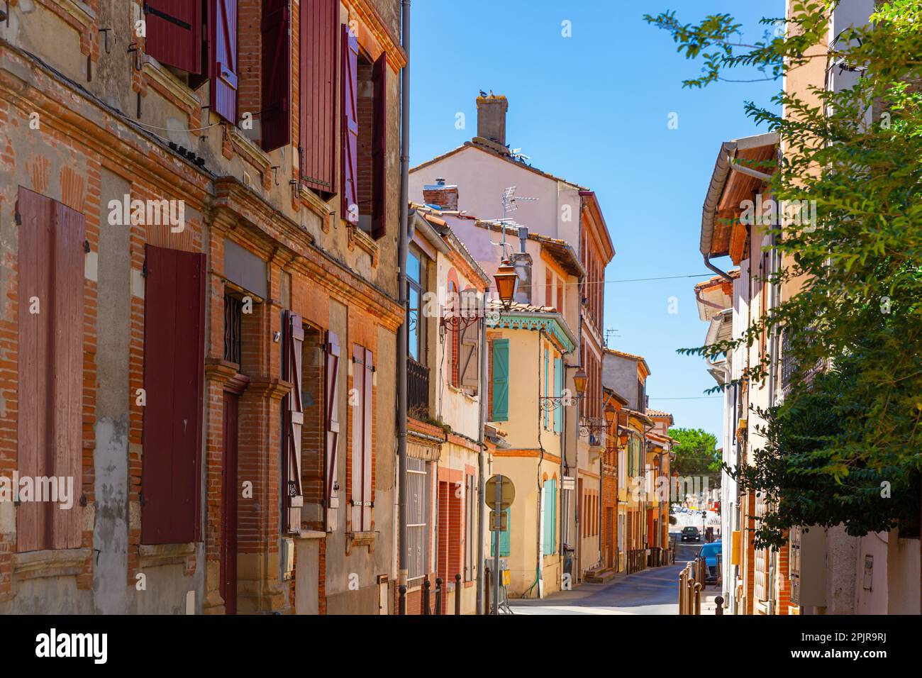 Houses and streets of Muret town, France Stock Photo