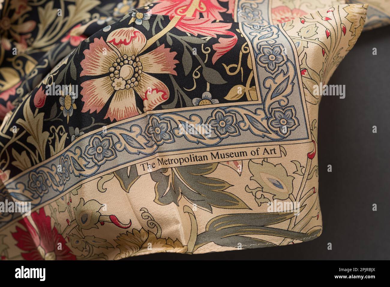 folded Metropolitan Museum of Art neckerchief close up (William Morris based on Compton wallpaper) Stock Photo