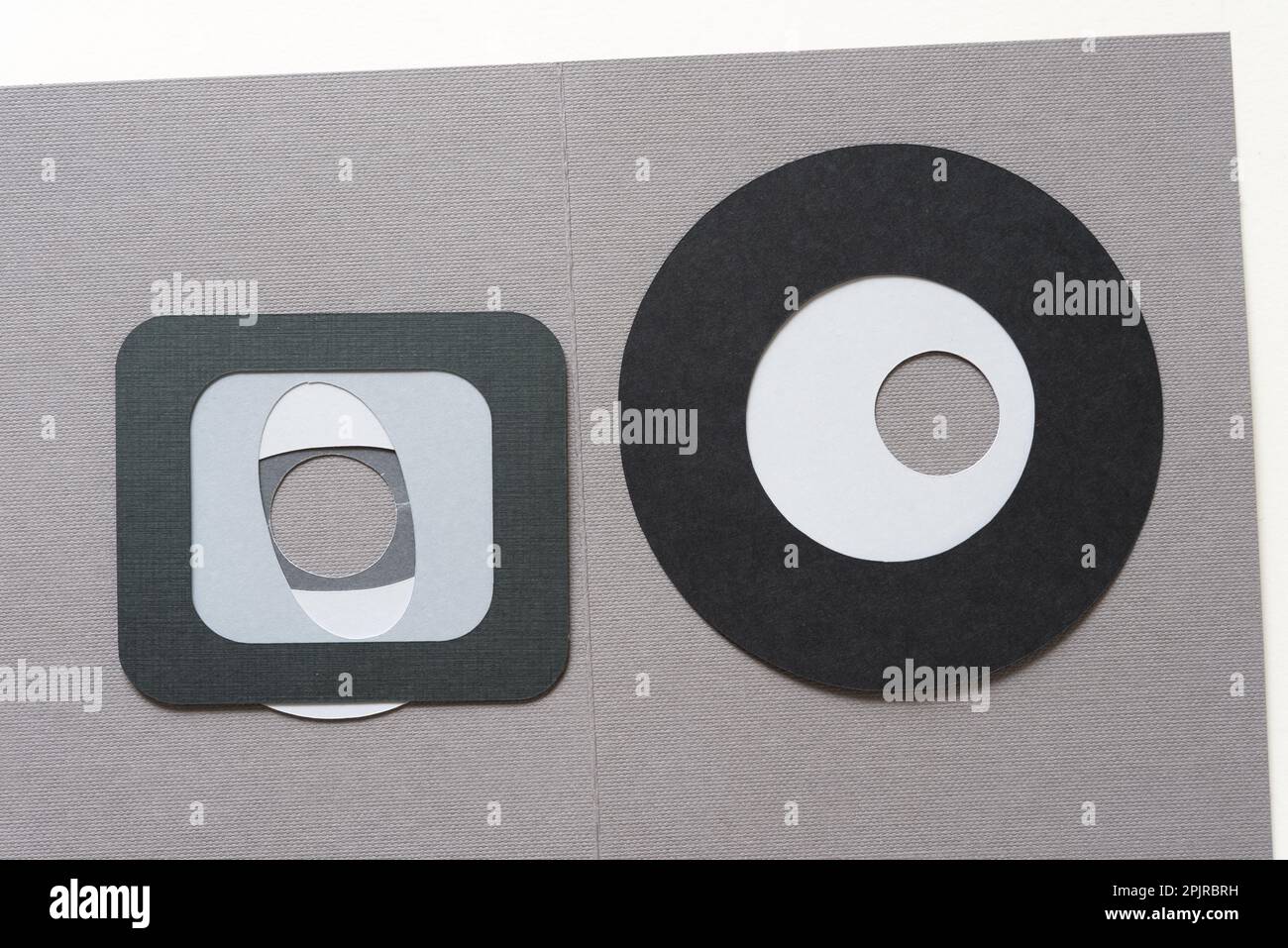 square frame and circle frame on grey Stock Photo