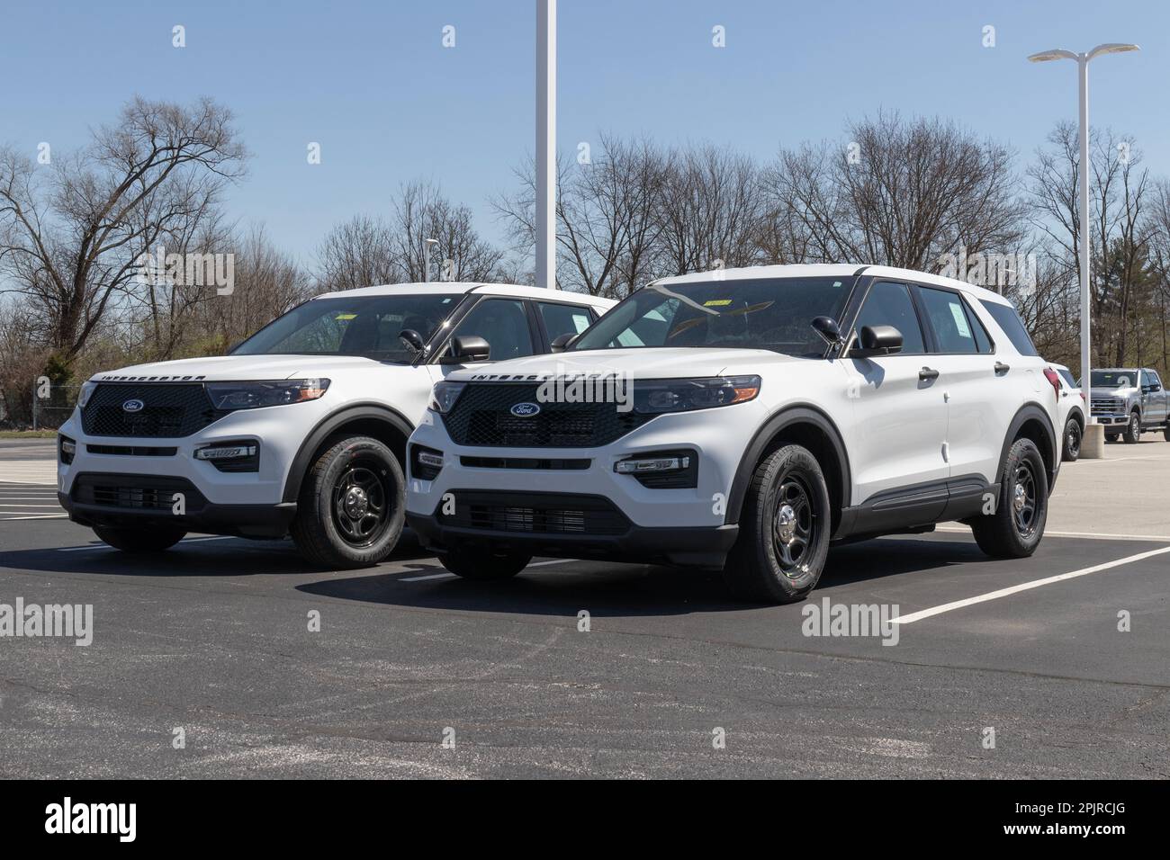 Plainfield Circa April 2023 Ford Police Interceptor on display. Ford