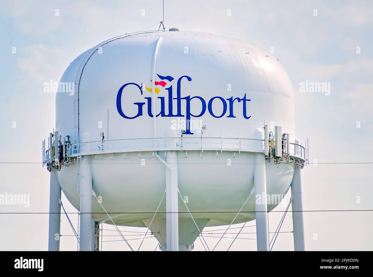 The Gulfport water tower is pictured, April 2, 2023, in Gulfport