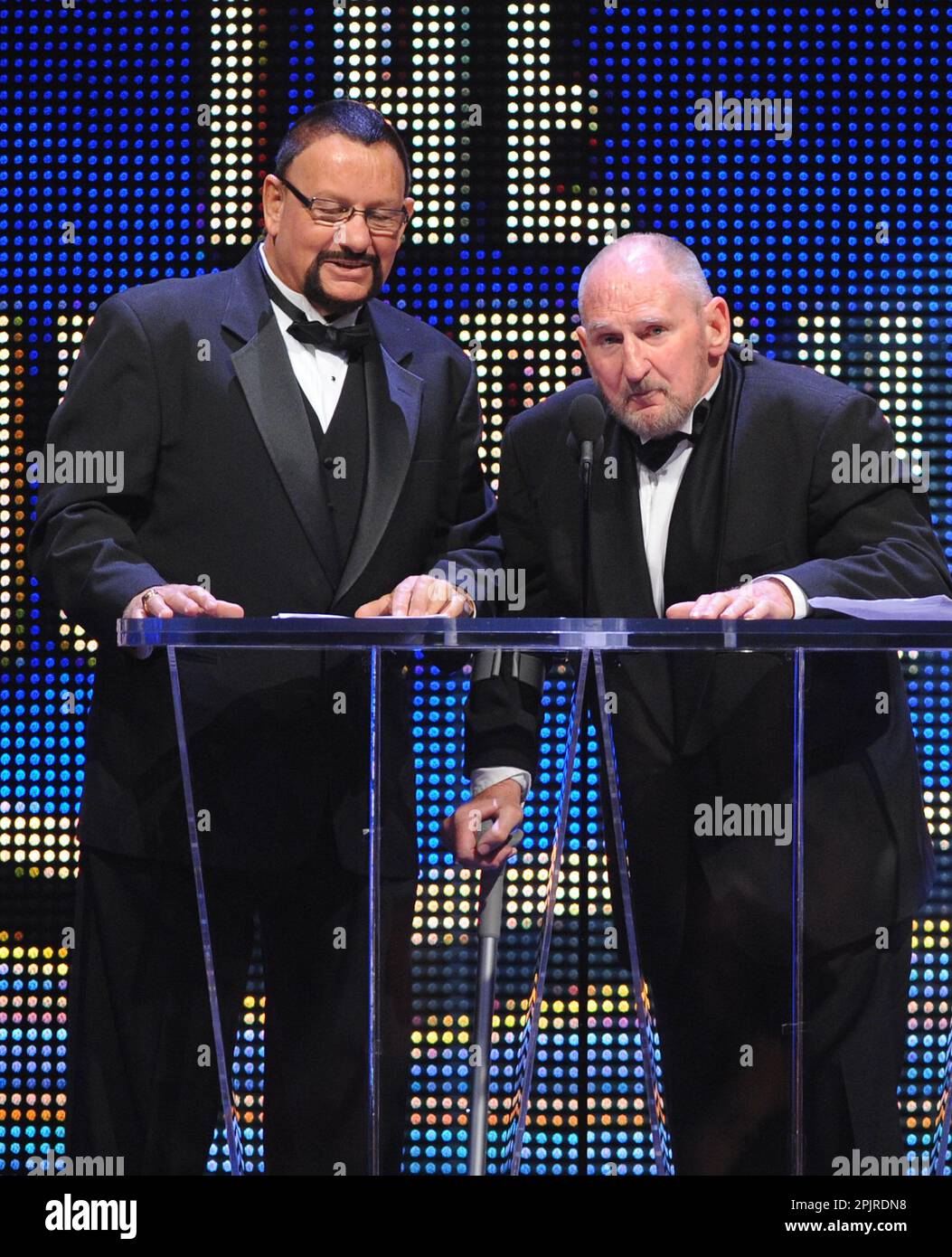 **FILE PHOTO** Bushwhacker Butch Has Passed Away At 78. New York, NY- March 28: The Bushwhackers: Luke Williams and Butch Miller are inducted into the 2015 WWE Hall Of Fame on March 28, 2015 at the SAP Center in San Jose, California. Credit: George Napolitano/MediaPunch Stock Photo