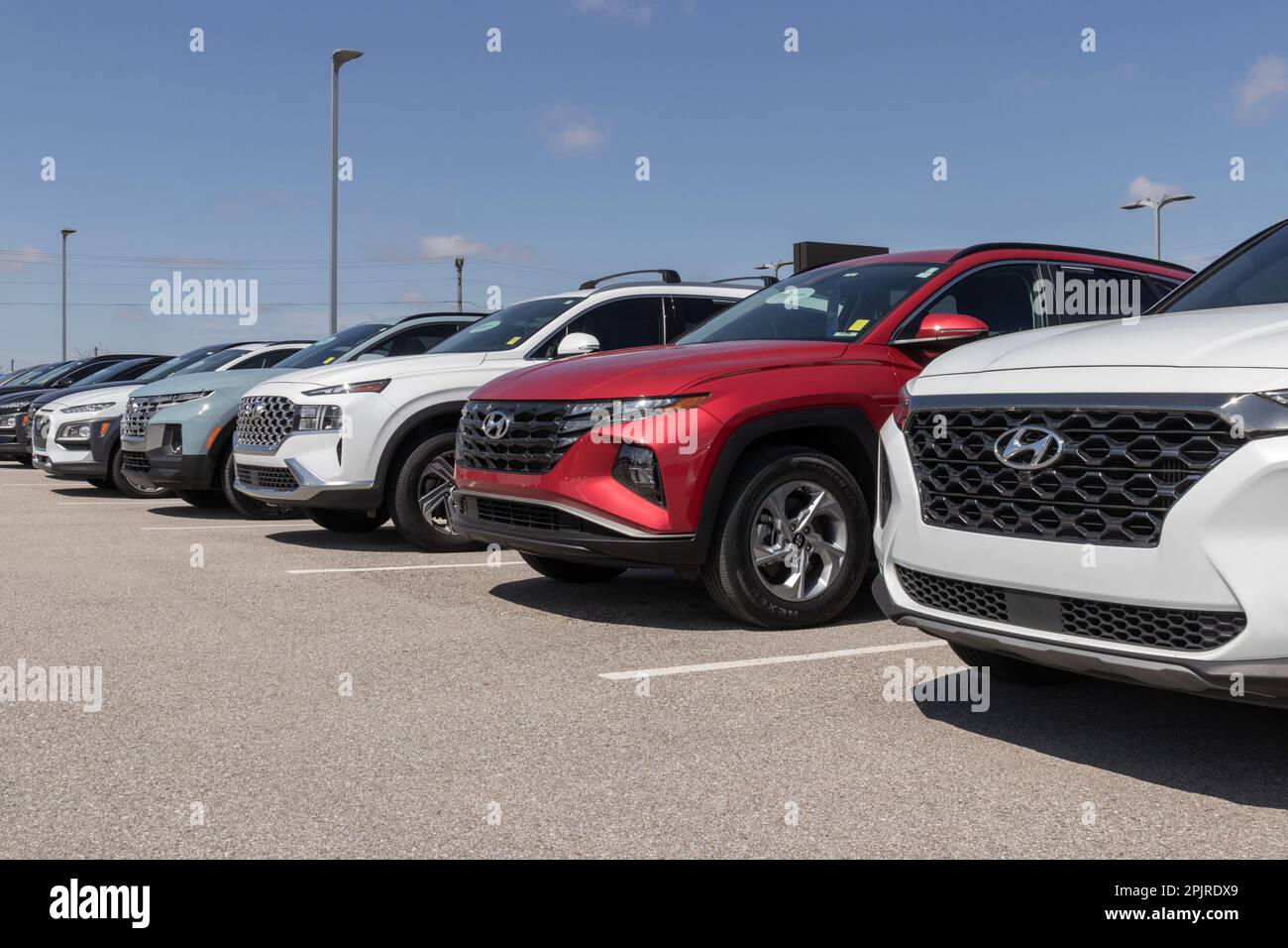 Avon - Circa April 2023: Hyundai used car display at a dealership. With ...