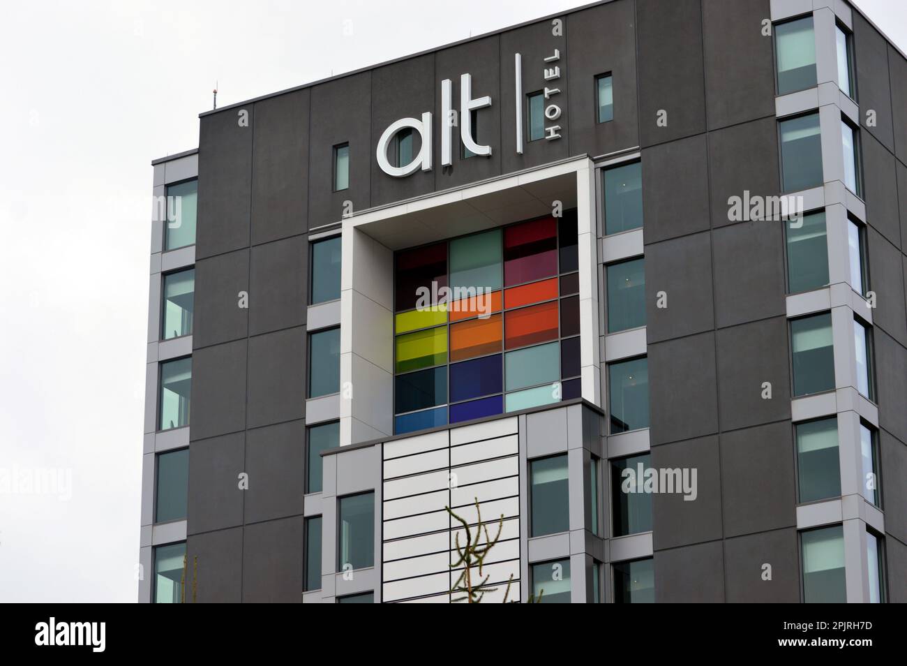 Facade of the Alt Hotel at Halifax Stanfield International Airport in Halifax, Nova Scotia, Canada, operated by Germain Hôtels Stock Photo