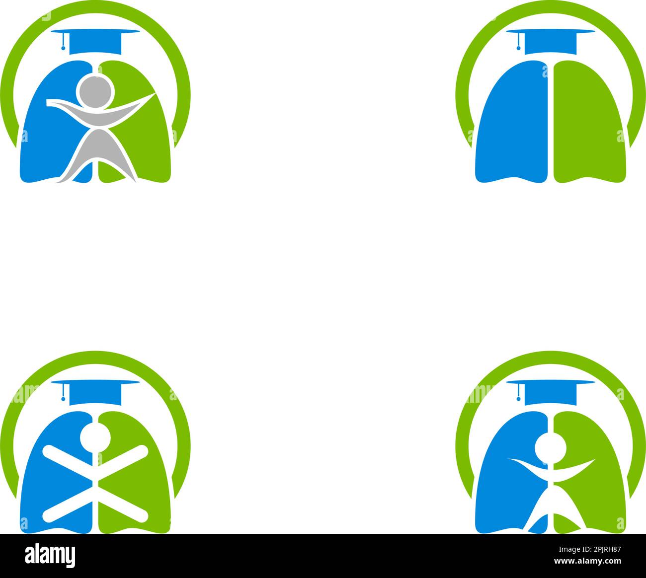 Set of Lungs Learn logo template Stock Vector