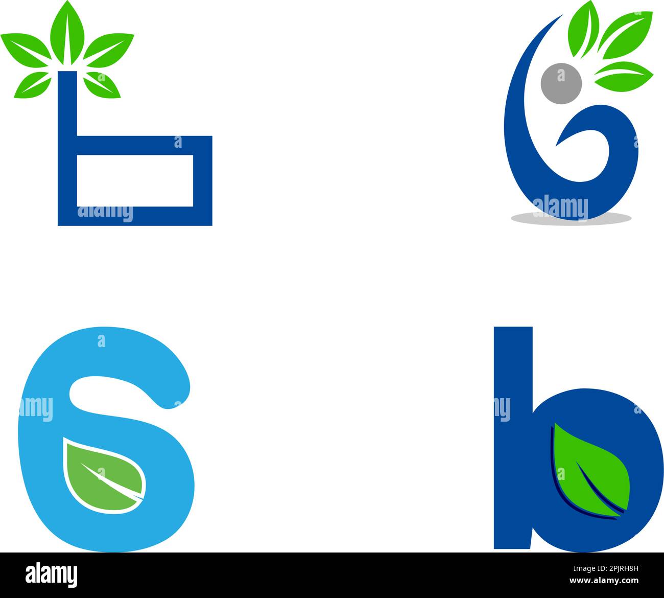Set of Initial Letter B With Leaf Logo Stock Vector Image & Art - Alamy