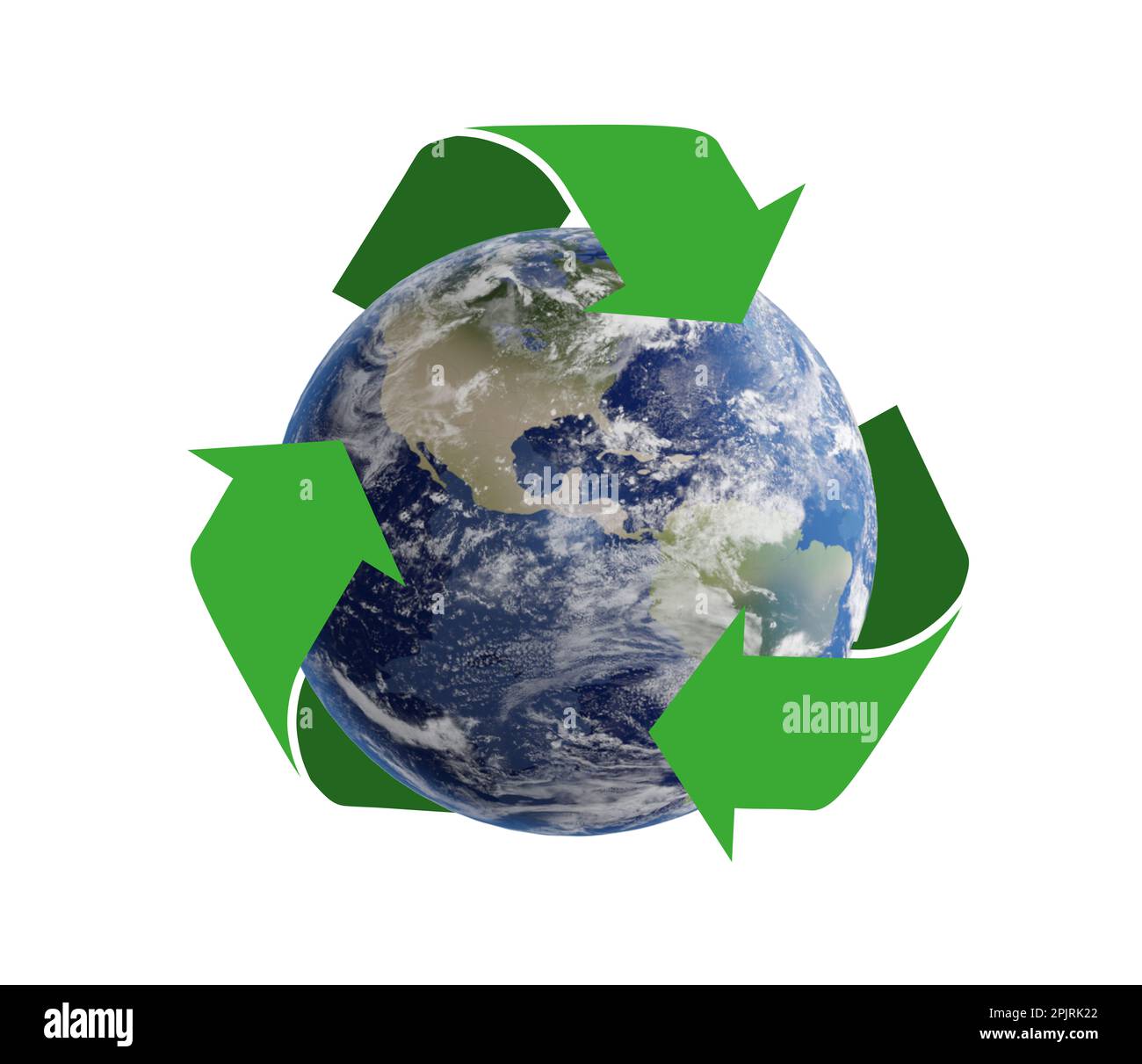 Illustration of recycling symbol and Earth on white background Stock Photo Alamy