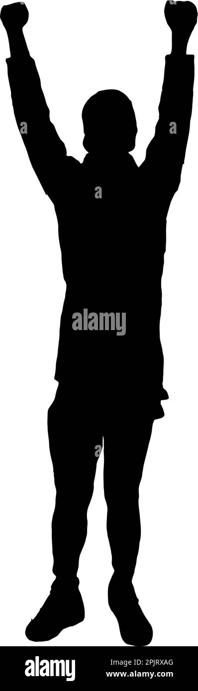Silhouette of an Angry Male Protester with Cap and Fists in the air Stock Vector