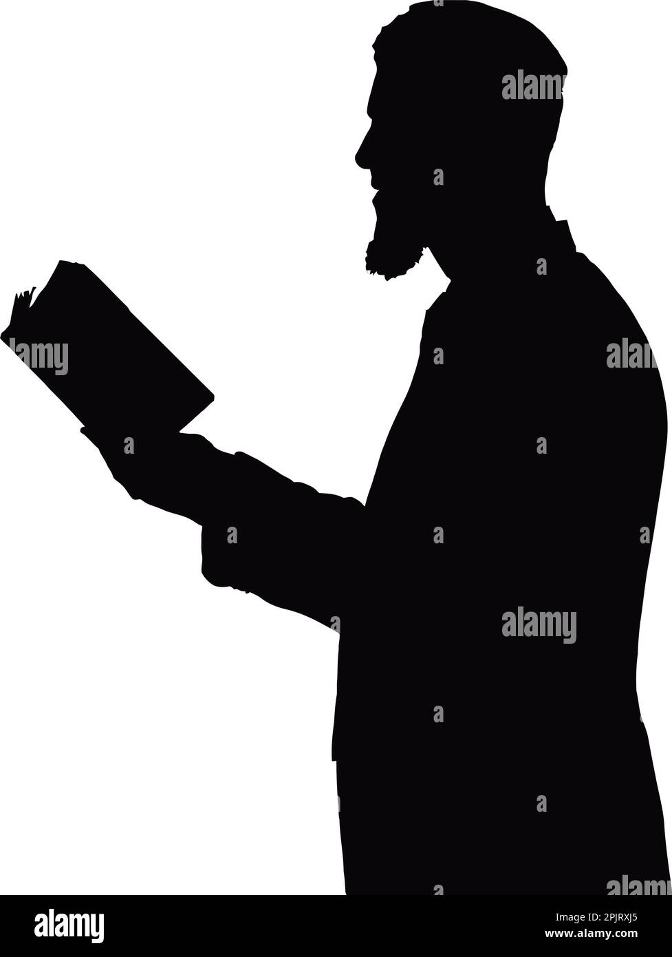 Jewish Rabi Wearing a Kippah on His Head Reading from their Bible the Tanakh Stock Vector