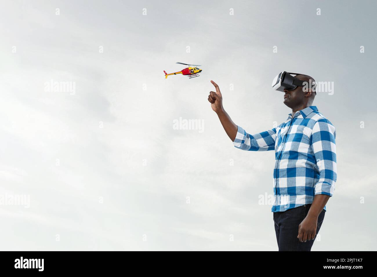 Man wearing virtual reality goggles Stock Photo - Alamy