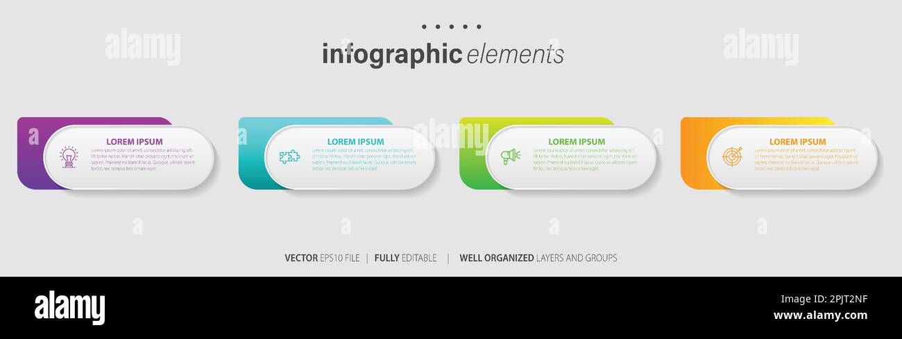 Presentation business infographic template with 4 options. Vector illustration. Stock Vector