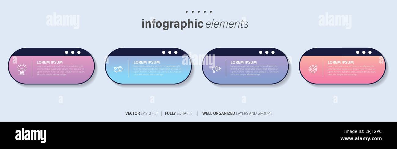 Presentation business infographic template with 4 options. Vector illustration. Stock Vector