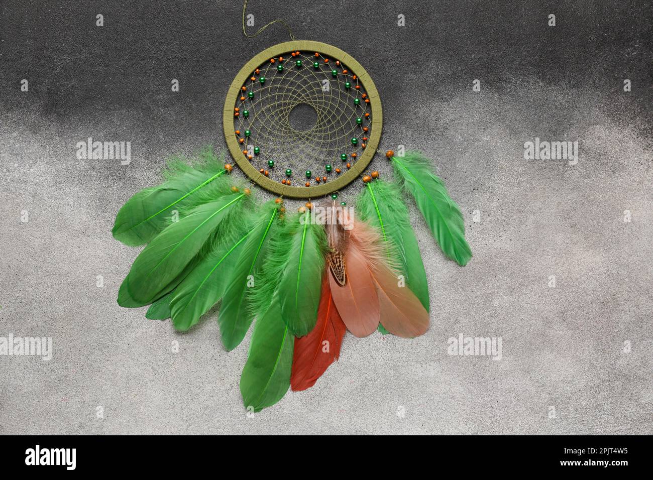 Dream catcher on black and white background Stock Photo - Alamy