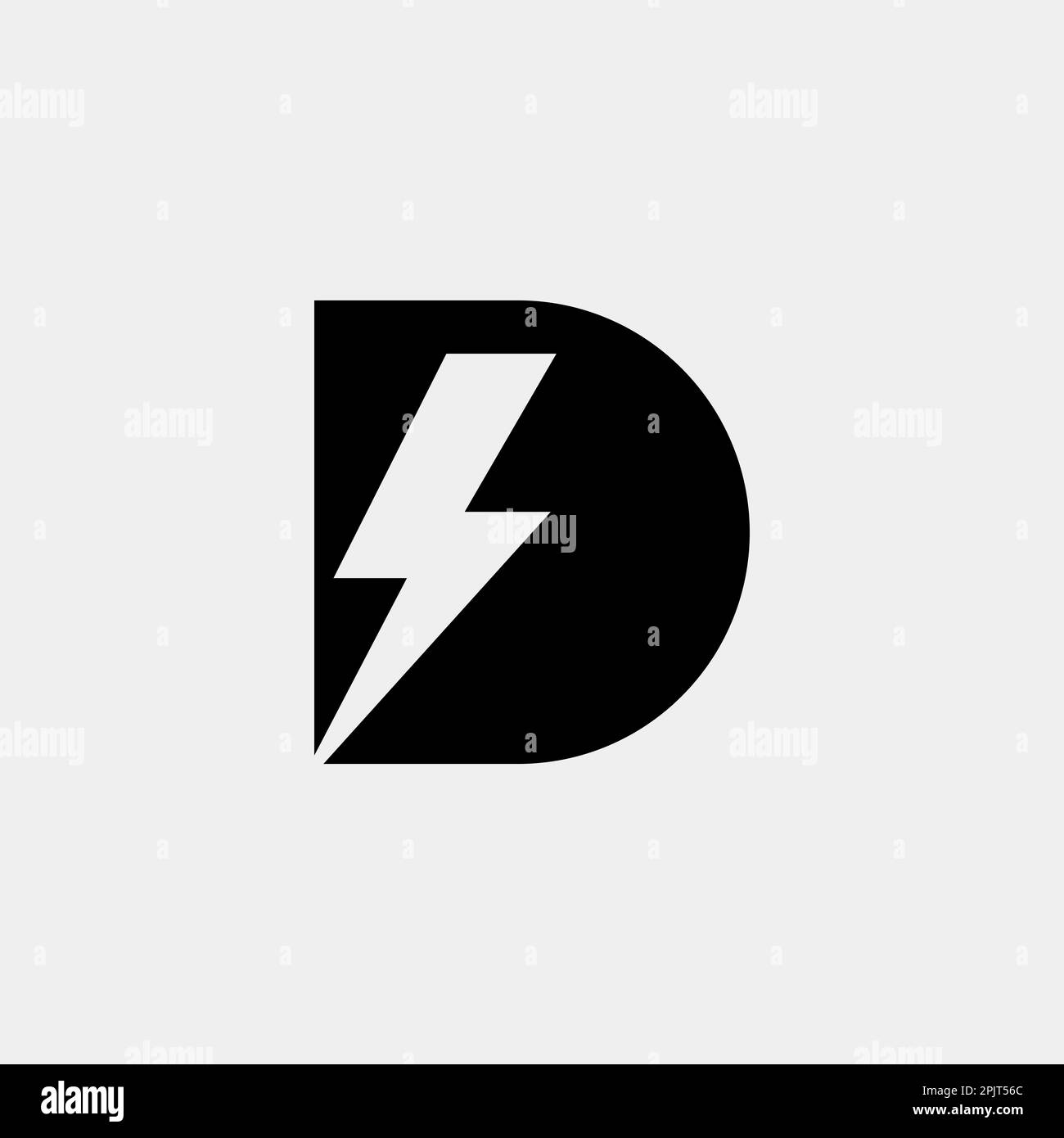 D Letter Logo With Lightning Thunder Bolt Vector Design. Electric Bolt Letter D Logo Vector Illustration. Stock Vector