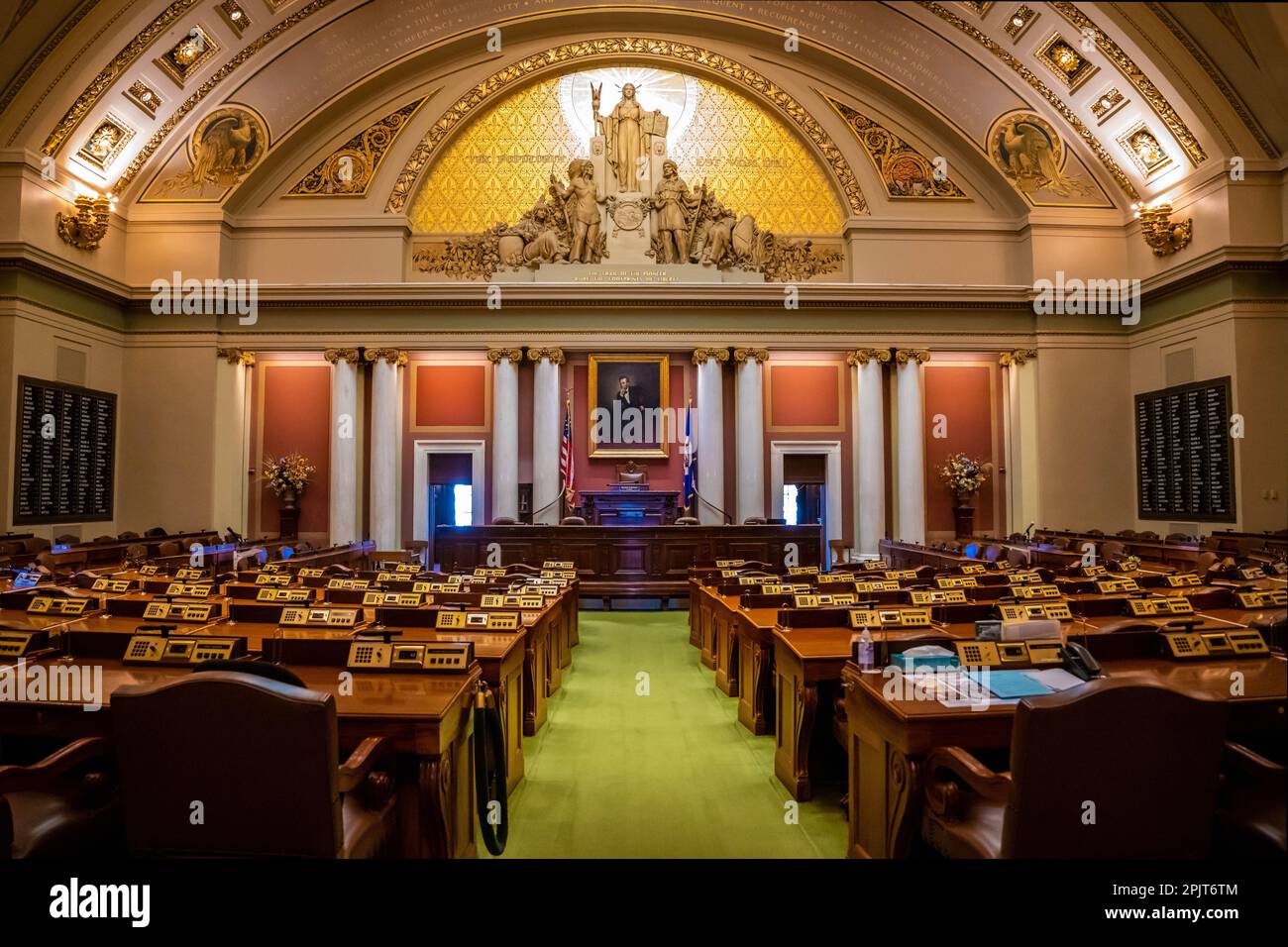 Minnesota, MN, USA - June 8, 2022: The large meeting hall of House Chamber in Minnesota State Capitol Stock Photo