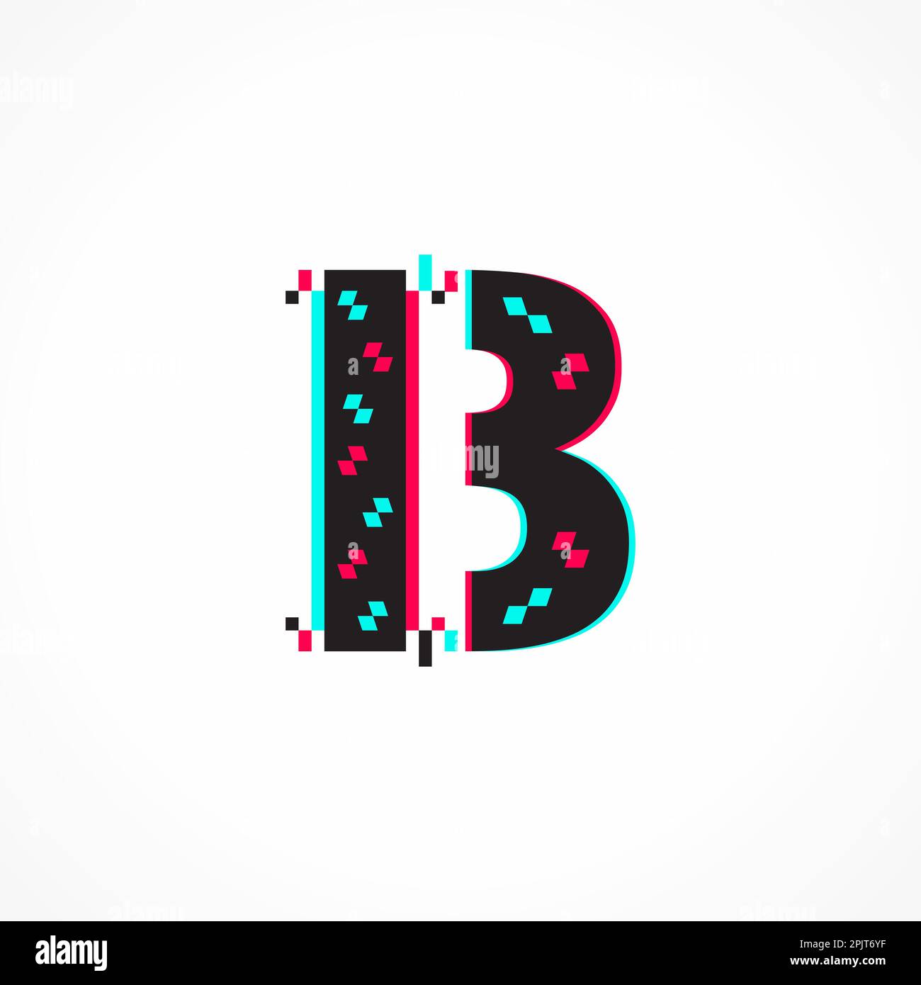 Abstract Glitch Effect Corporate Identity Letter B Logo Design Stock Vector