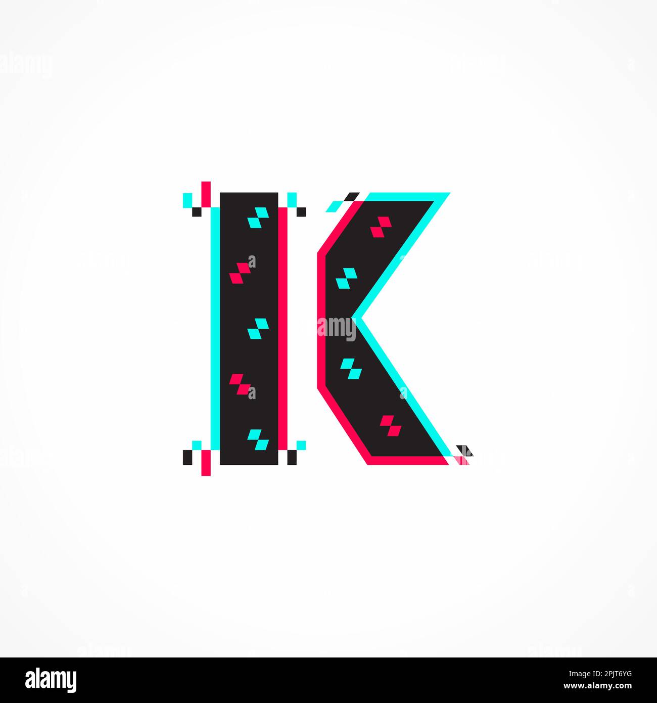 Abstract Glitch Effect Corporate Identity Letter K Logo Design Stock Vector