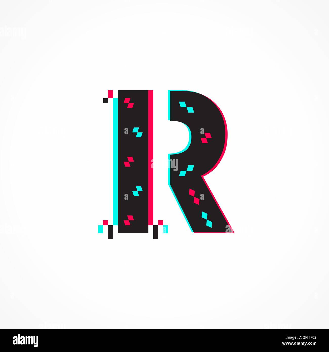 Abstract Glitch Effect Corporate Identity Letter R Logo Design Stock Vector