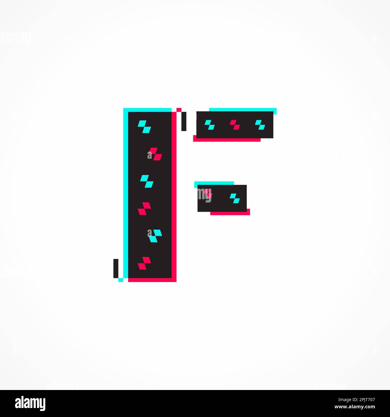 Abstract Glitch Effect Corporate Identity Letter F Logo Design Stock ...