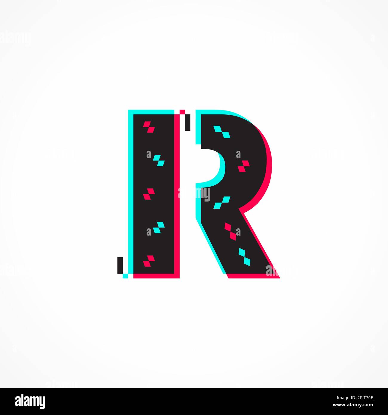 Abstract Glitch Effect Corporate Identity Letter R Logo Design Stock Vector