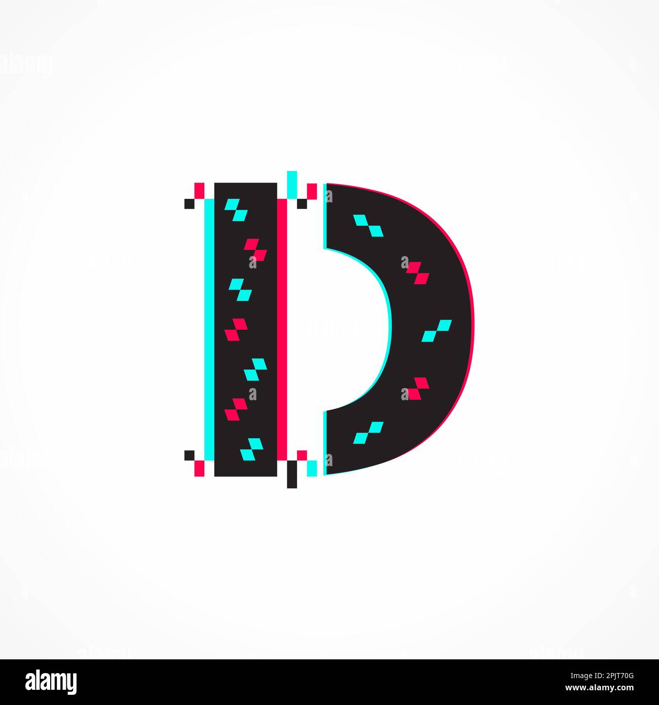 Abstract Glitch Effect Corporate Identity Letter D Logo Design Stock Vector