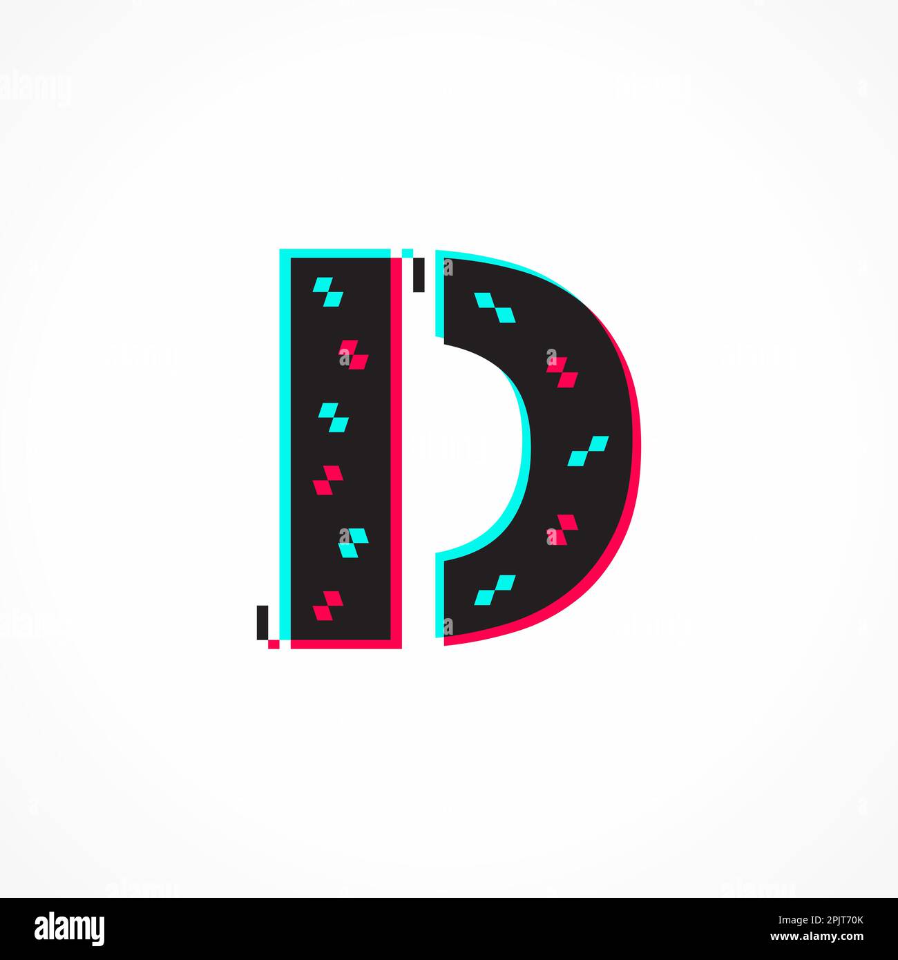 Abstract Glitch Effect Corporate Identity Letter D Logo Design Stock Vector