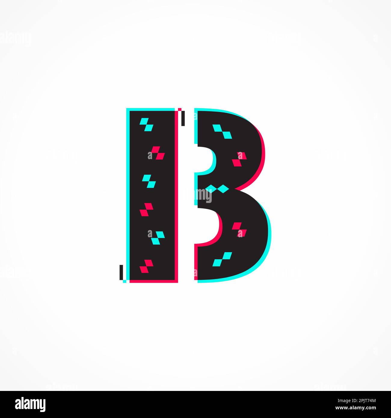 Abstract Glitch Effect Corporate Identity Letter B Logo Design Stock Vector